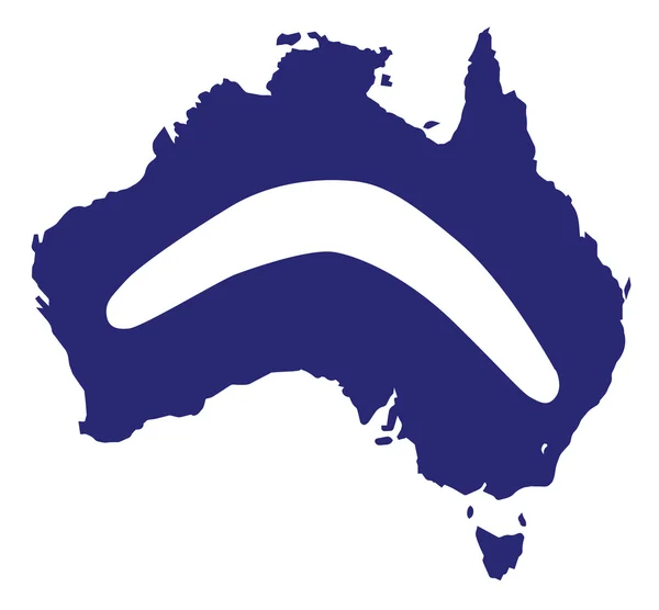 Australien siluett med Boomerang — Stock vektor