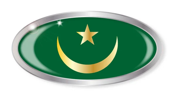 Tombol Oval Bendera Mauritania - Stok Vektor