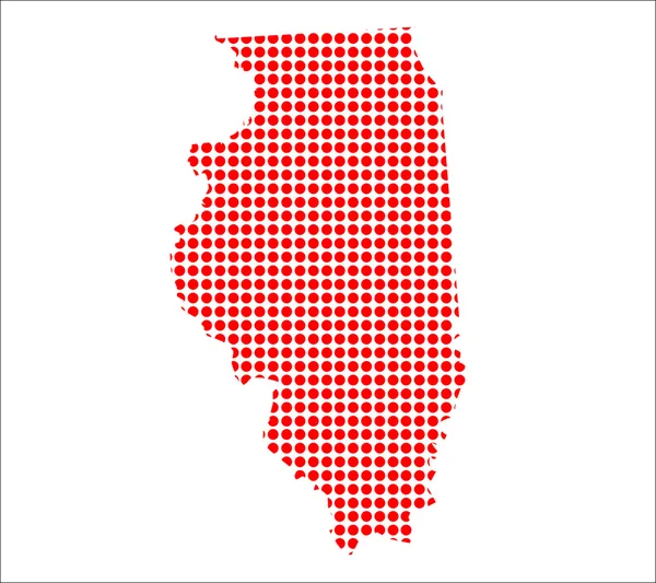 Mapa de Red Dot de Illinois — Vector de stock