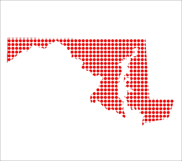 Red Dot karta över Maryland — Stock vektor