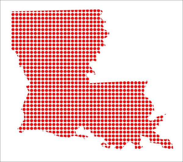 Czerwona kropka mapa Luizjany — Wektor stockowy