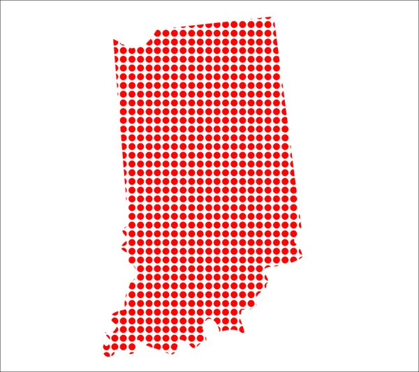 Mapa de Red Dot de Indiana — Vector de stock