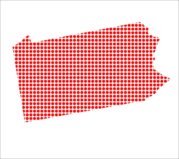 Κόκκινη κουκκίδα χάρτη της Πενσυλβανίας — Διανυσματικό Αρχείο