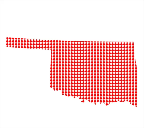 Oklahoma kırmızı nokta Haritası — Stok Vektör