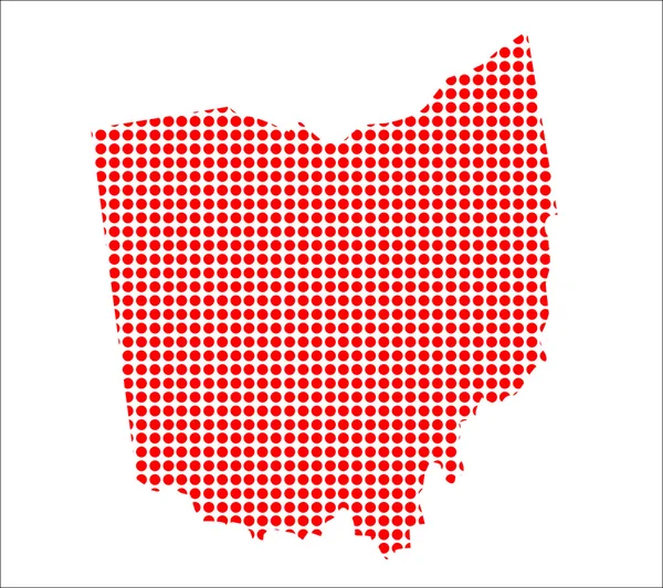 Red Dot karta över Ohio — Stock vektor