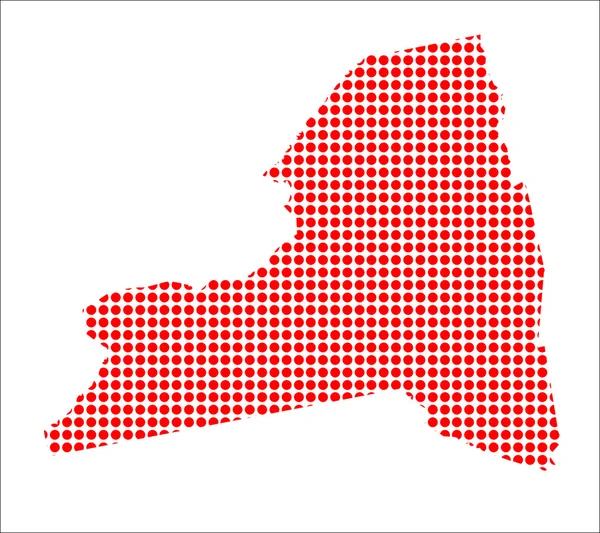 Mapa de puntos rojos del estado de Nueva York — Vector de stock