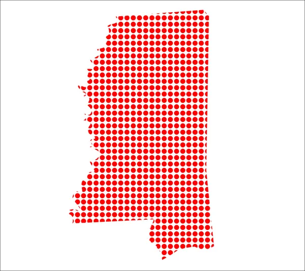 Mississippi kırmızı nokta Haritası — Stok Vektör