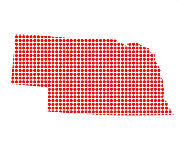 Kaart van de rode stip van Nebraska — Stockvector