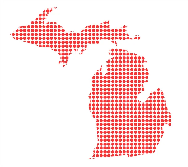 ミシガン州の赤ドット地図 — ストックベクタ