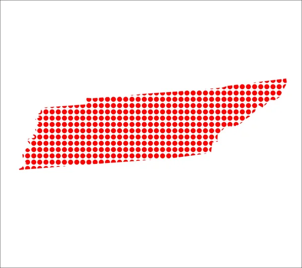 Red Dot karta över Tennessee — Stock vektor