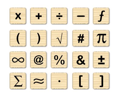 Ahşap matematik sembolleri