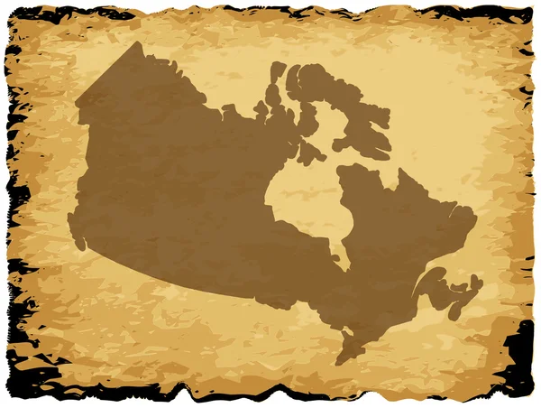 Canadian Map On Parchment — Stock Vector