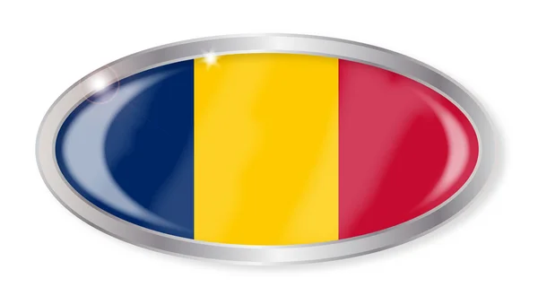 Bouton ovale drapeau tchad — Image vectorielle