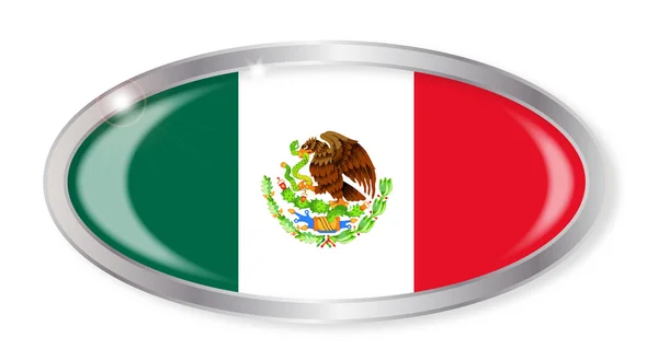 Oválné tlačítko příznak Mexiko — Stockový vektor