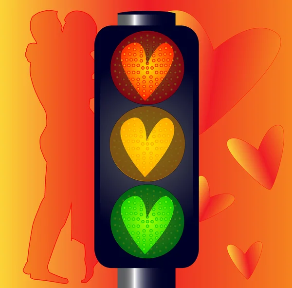 Szerelmesek közlekedési lámpák — Stock Vector