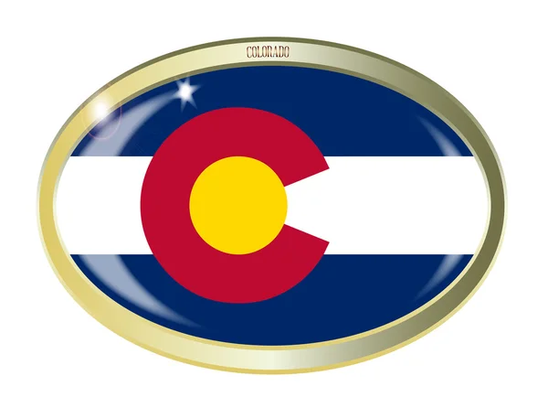 Pulsante ovale della bandiera dello Stato del Colorado — Vettoriale Stock