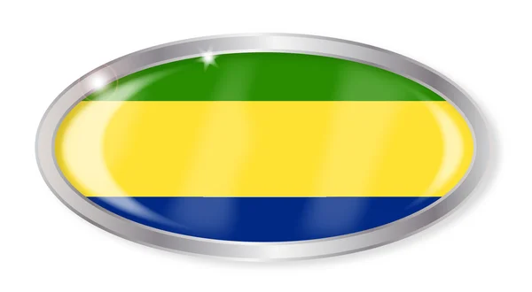 Gabon Bandiera Pulsante ovale — Vettoriale Stock