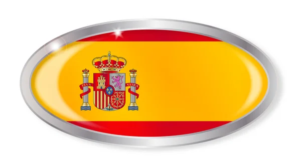 Španělská vlajka oválné tlačítko — Stockový vektor