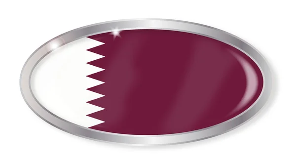 Botón oval Bandera de Qatar — Archivo Imágenes Vectoriales