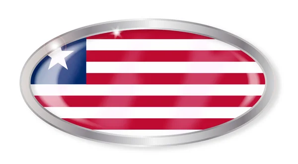 Liberya bayrağı Oval düğmesi — Stok Vektör