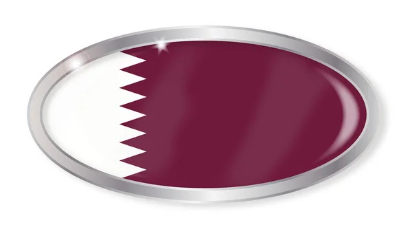 Qatar Flag Oval Button — Stock Vector