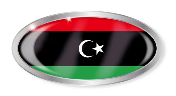 Flaga Libii owalny przycisk — Wektor stockowy