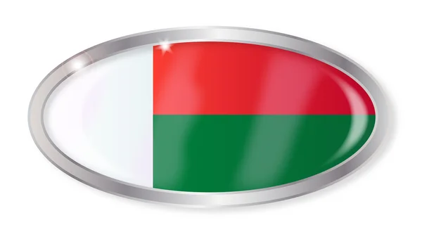 Botón oval de la bandera de Madagascar — Archivo Imágenes Vectoriales