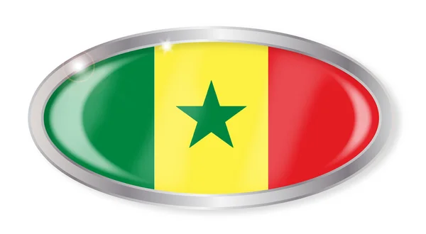 セネガルの旗の楕円形のボタン — ストックベクタ