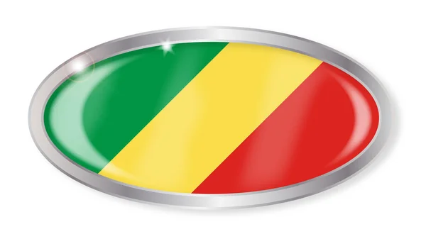 Δημοκρατία του Κονγκό σημαία οβάλ κουμπιού — Διανυσματικό Αρχείο