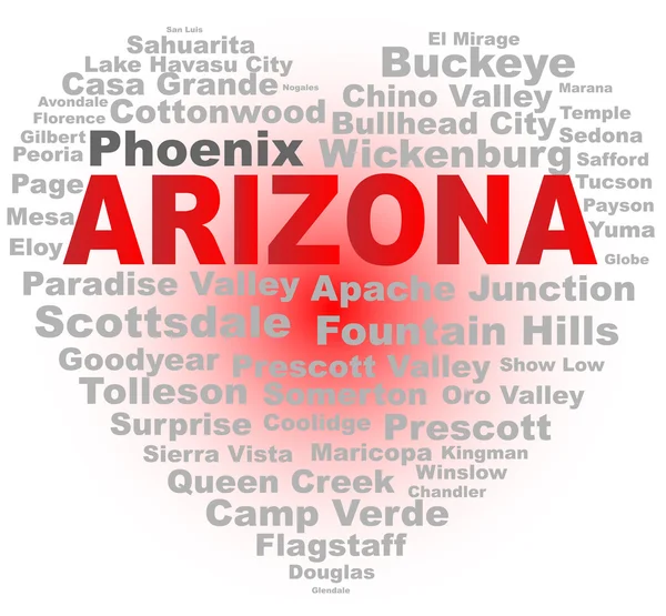 Arizona palabra nube corazón — Archivo Imágenes Vectoriales