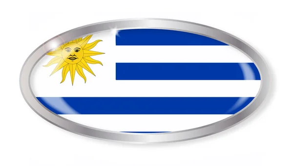 Uruguay bandeira oval botão —  Vetores de Stock