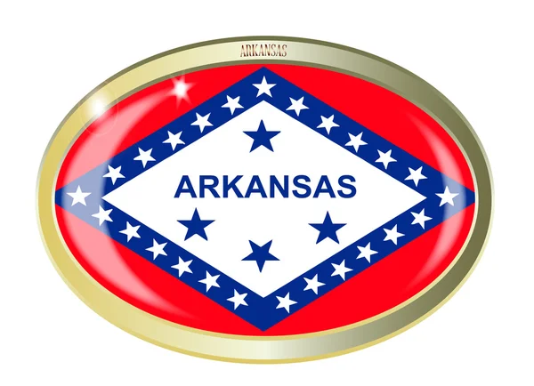 Botão oval da bandeira do estado de Arkansas —  Vetores de Stock