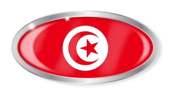 Tombol Oval Bendera Tunisia - Stok Vektor