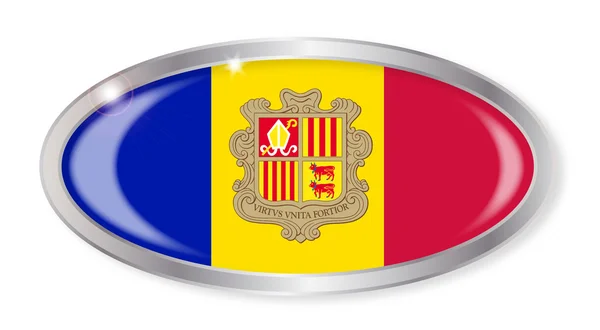 Botón Ovalado Bandera Andorra — Vector de stock
