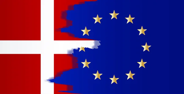 Dánia és az Eu zászlók keverék — Stock Vector