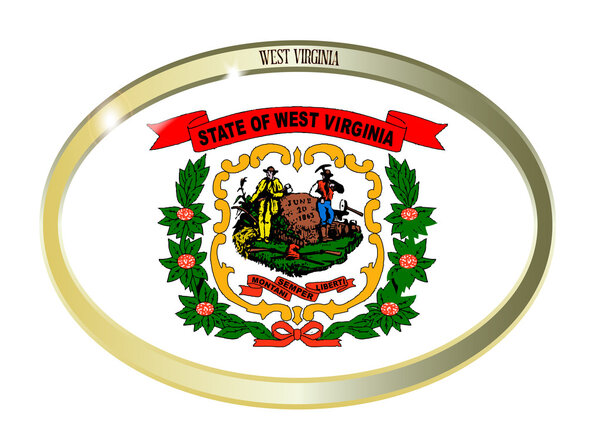 Овальная кнопка флага Западной Виргинии
