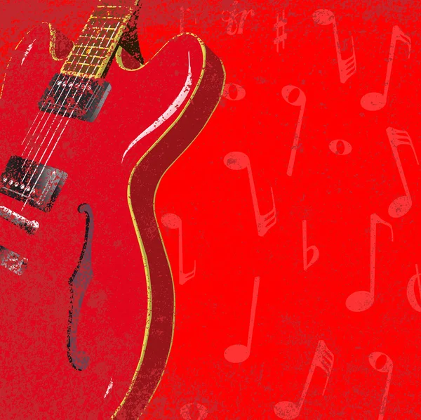 Guitare rouge arrière-plan — Image vectorielle