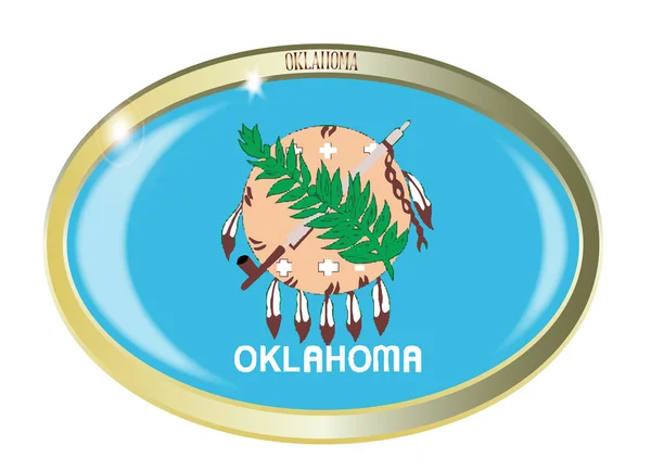 オクラホマ州の旗の楕円形のボタン — ストックベクタ