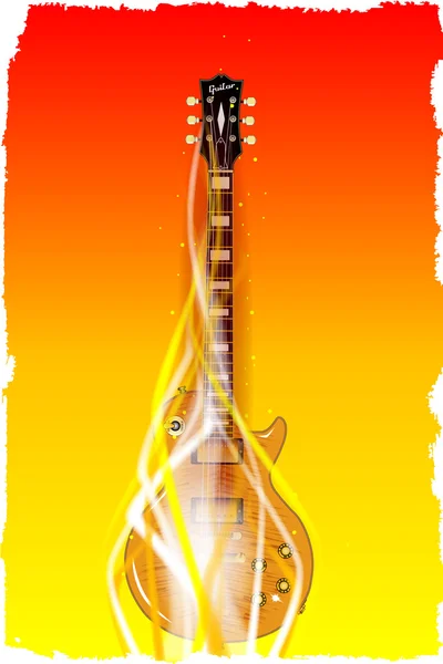 Égő szilárd elektromos gitár — Stock Vector