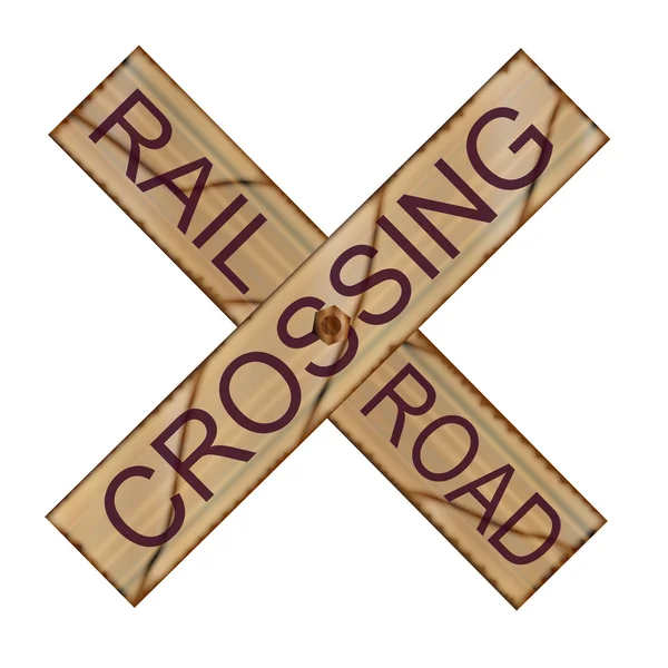Rail Crossing Panneau en bois — Image vectorielle