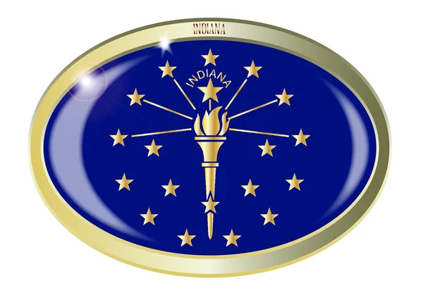 Ιντιάνα κράτος σημαίας οβάλ κουμπί — Διανυσματικό Αρχείο