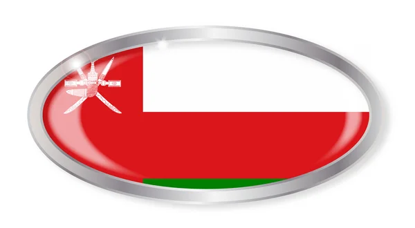 Omán Bandera Oval Botón — Vector de stock