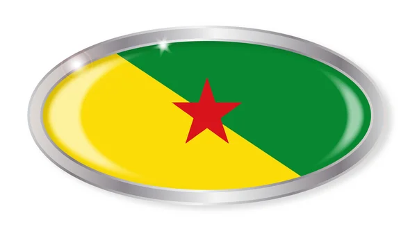 Botón oval de la bandera de Guayana Francesa — Vector de stock