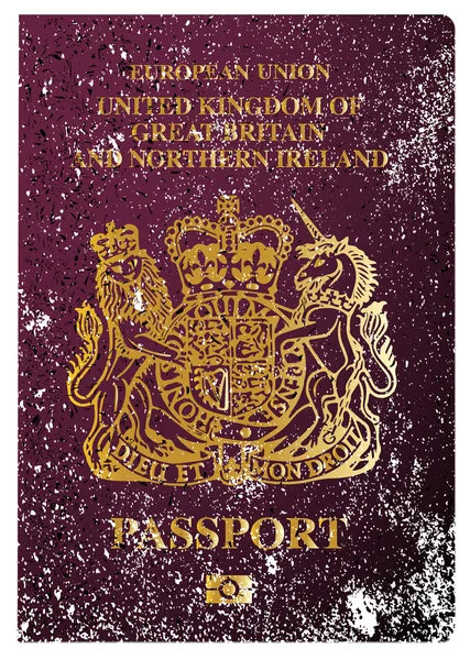 Pasaporte Grunge británico — Vector de stock