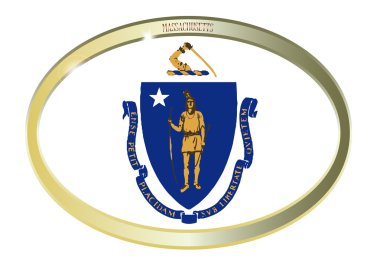 Massachusetts eyalet bayrak Oval düğmesini