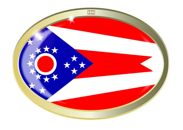 Ohio státu vlajky oválné tlačítko — Stockový vektor