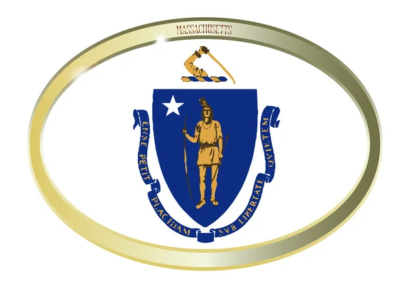 Bouton ovale du drapeau de l'État du Massachusetts — Image vectorielle