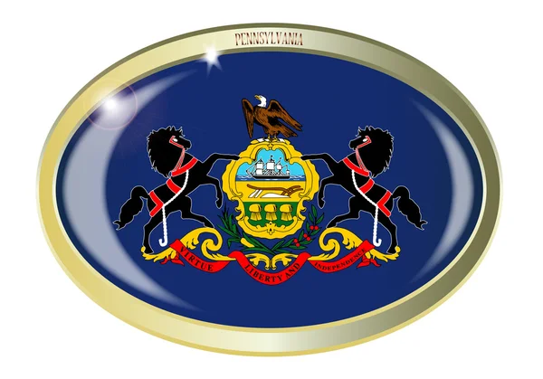 Pennsylvania Eyalet bayrak Oval düğmesini — Stok Vektör