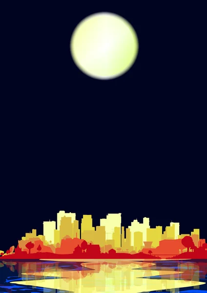 城市在苍白的月光下 — 图库矢量图片