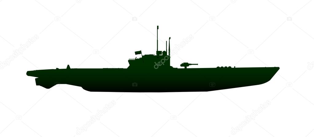 Submarine Silhouette On White